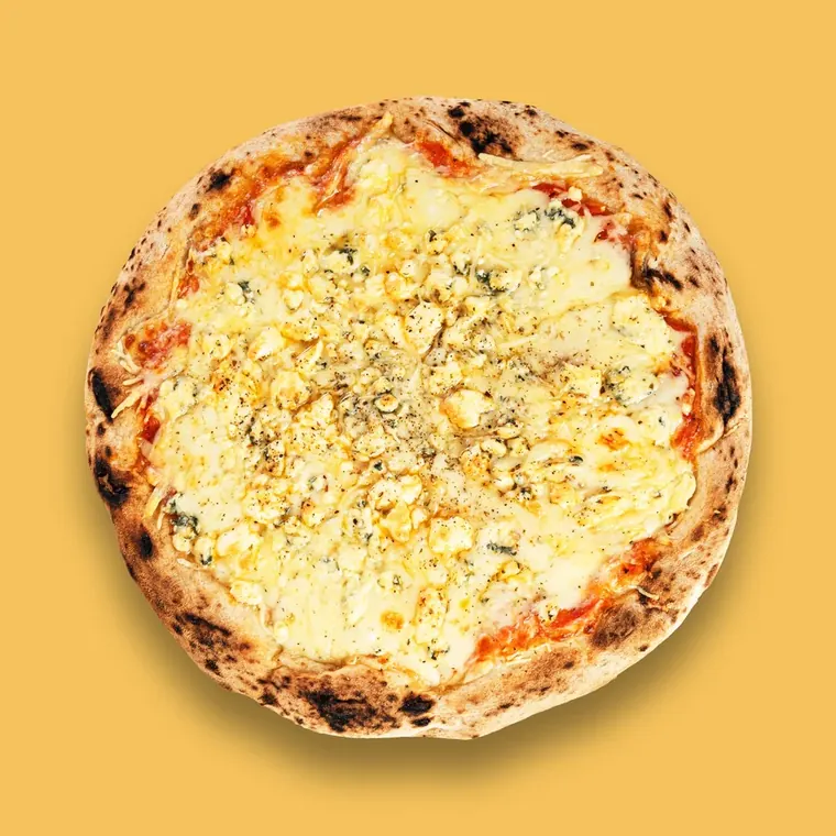 Pizza Cuatro Quesos de Morsa, vista desde arriba